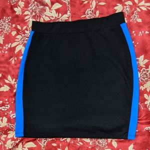 Blue Side Stripe Mini Skirt